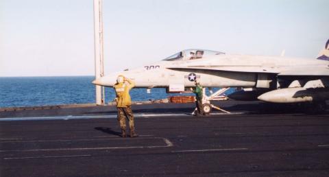 Dragon 300 on launch from USS Kitty Hawk